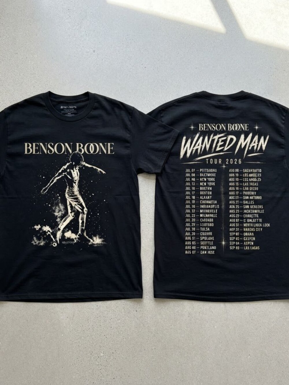 Benson Boone Wanted Man Tour 2026 Black T-Shirt S-4XL